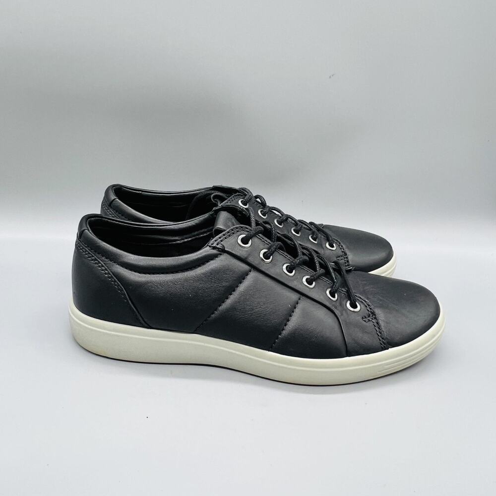 ECCO Shoes Mens 6 Black Leather Lace Up Low Top Casual Sneakers Comfort Walking
